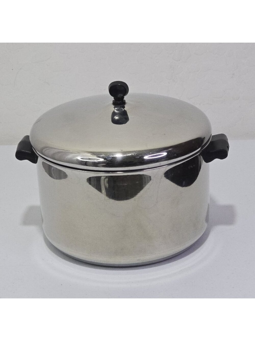 Vintage Farberware 8 Qt Stock Pot & Lid Aluminum Clad Stainless Steel USA Made